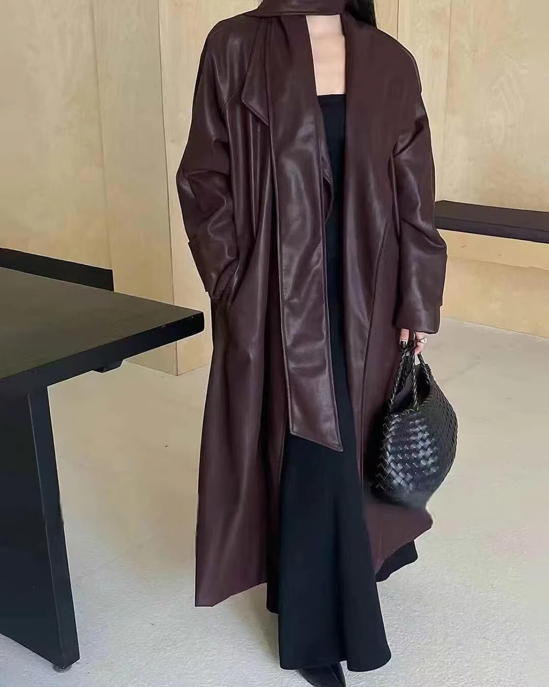 Trench maxi en simili cuir Shiela
