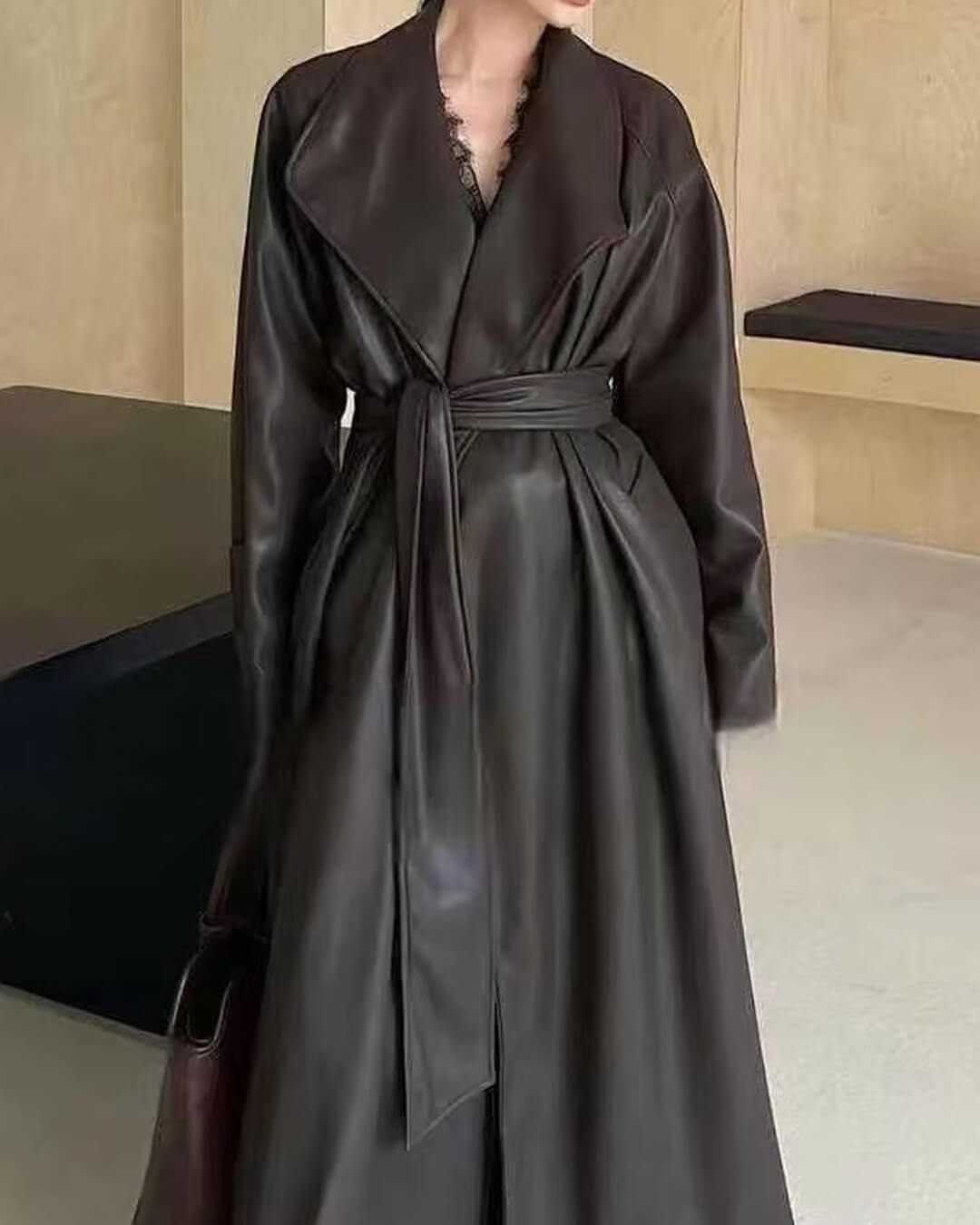 Trench maxi en simili cuir Shiela
