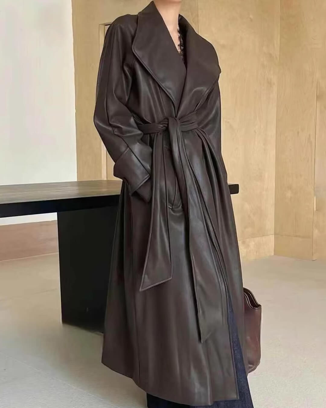 Trench maxi en simili cuir Shiela