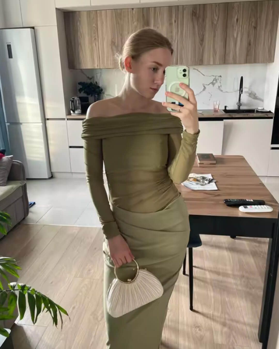 Robe longue Shiela en mesh froncé