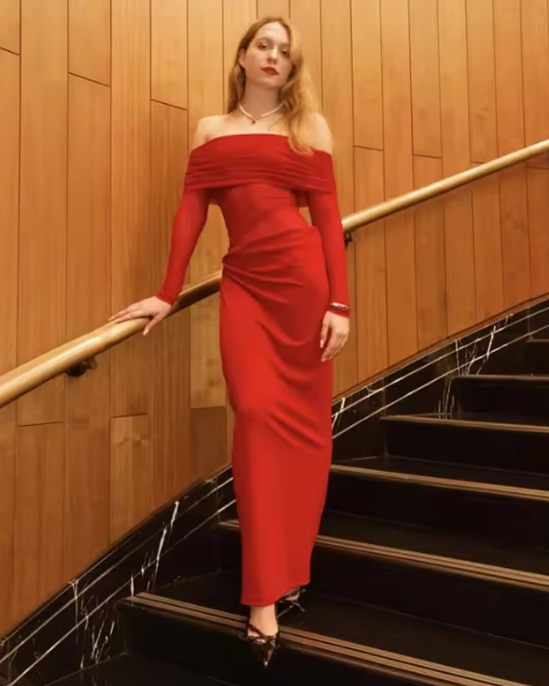 Robe longue Shiela en mesh froncé