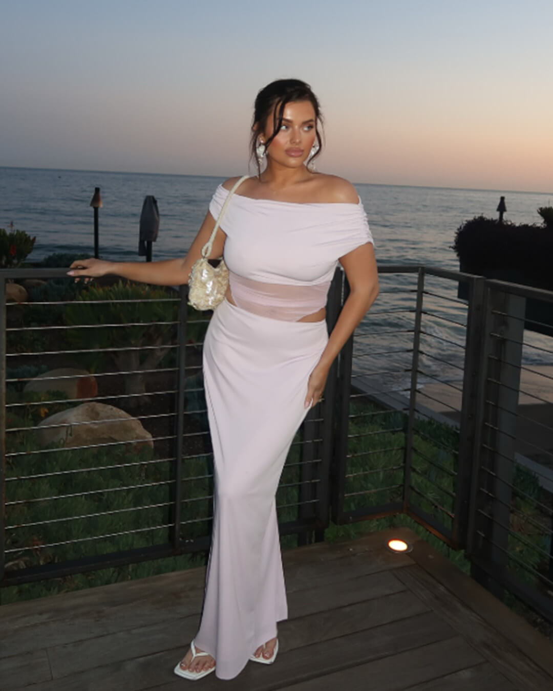 Robe longue Shiela en mesh froncé