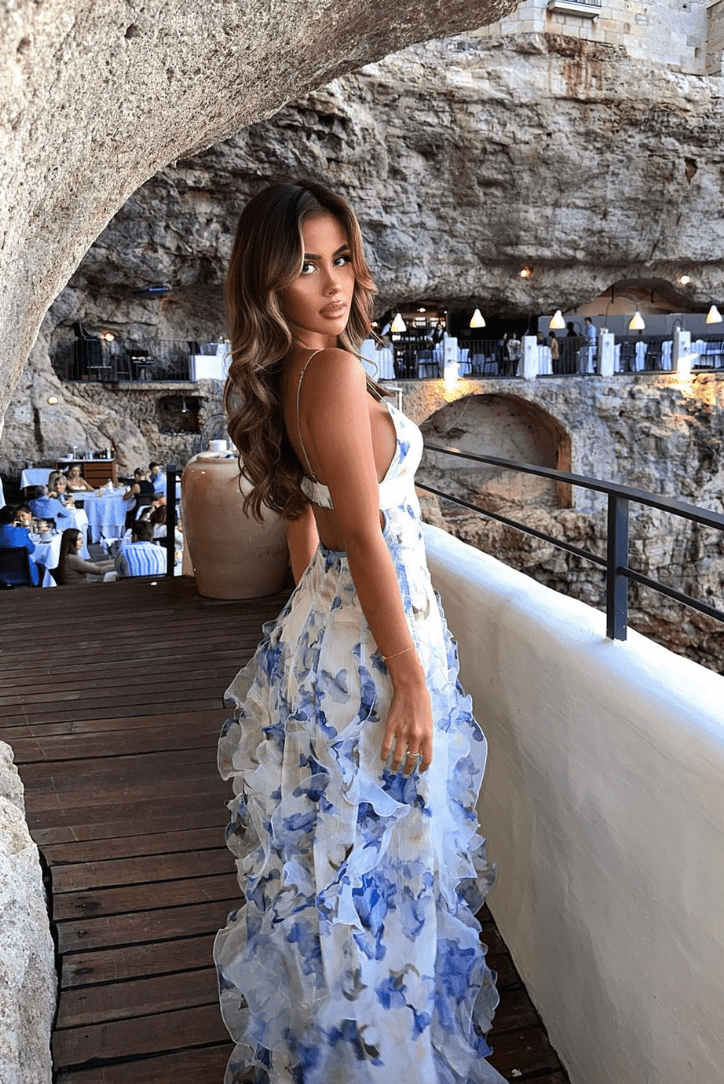 Robe longue fleurie à volants Shirley