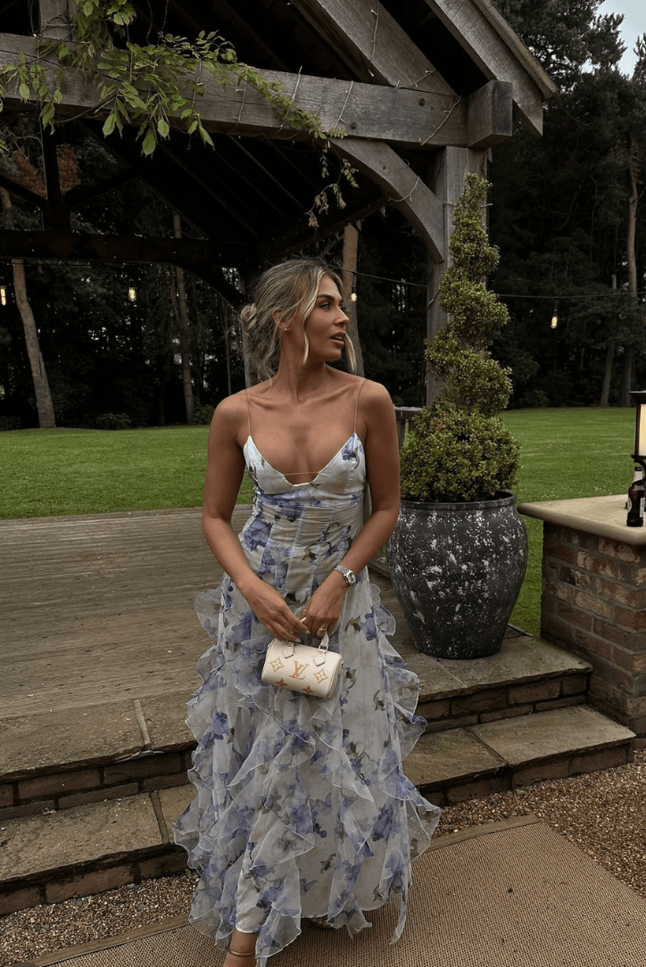 Robe longue fleurie à volants Shirley