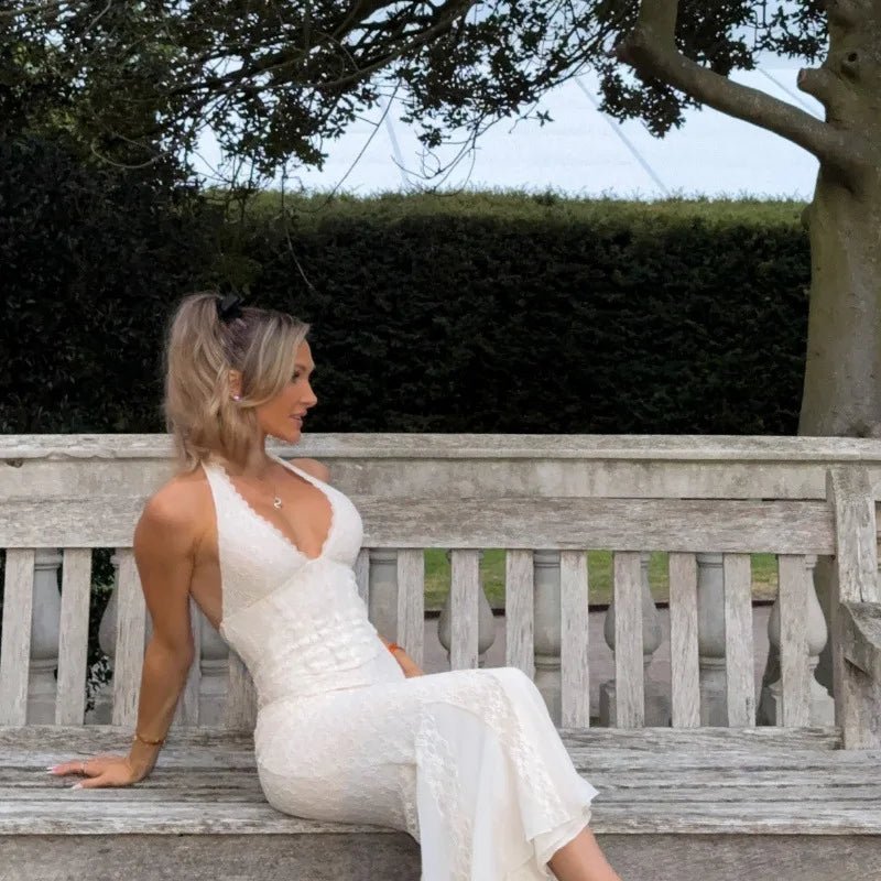 Robe longue en dentelle Sienna à col licou