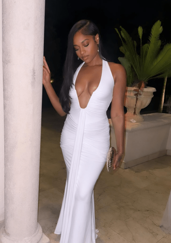 Robe longue froncée dos nu Sienna