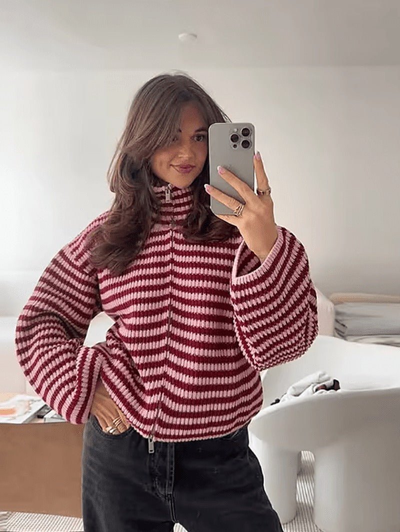 Pull tricoté Simona à fermeture éclair