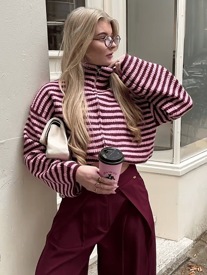 Pull tricoté Simona à fermeture éclair
