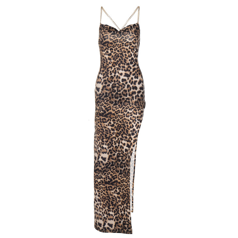 Robe nuisette longue léopard Ysolde