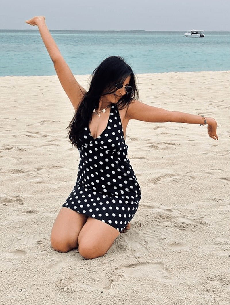 Robe courte Sofia à pois dos nu