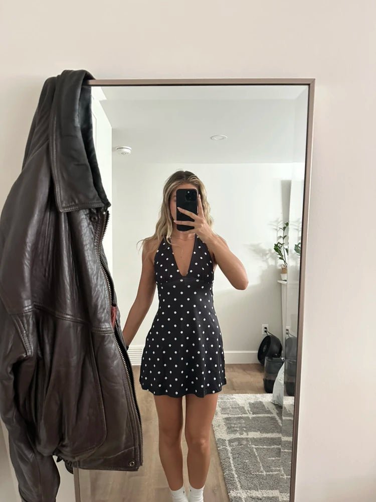 Robe courte Sofia à pois dos nu
