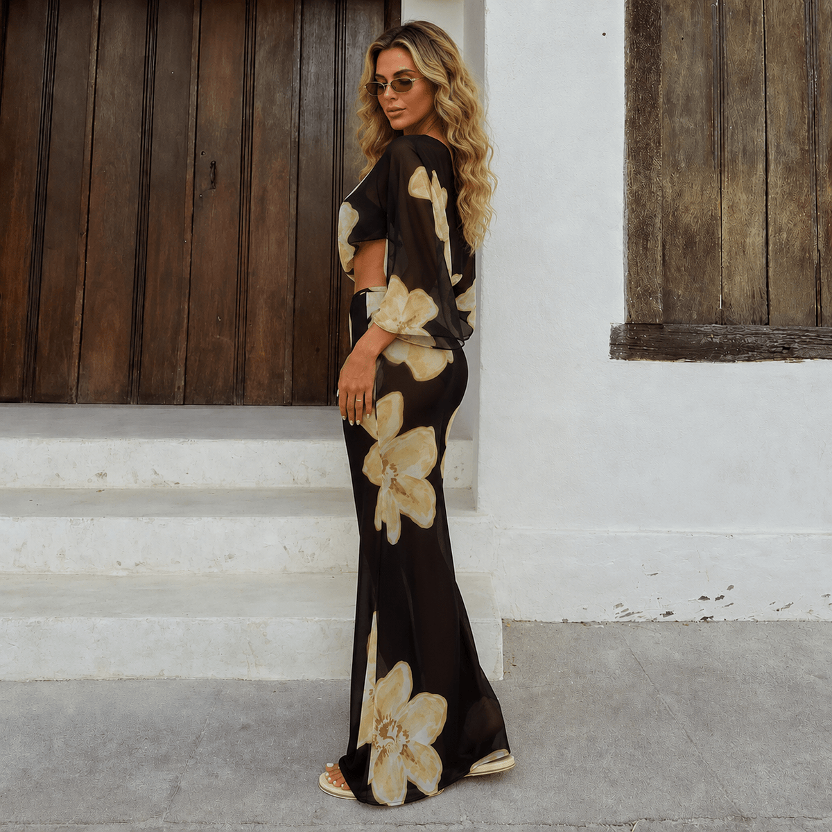 Ensemble jupe longue à fleurs Sofia