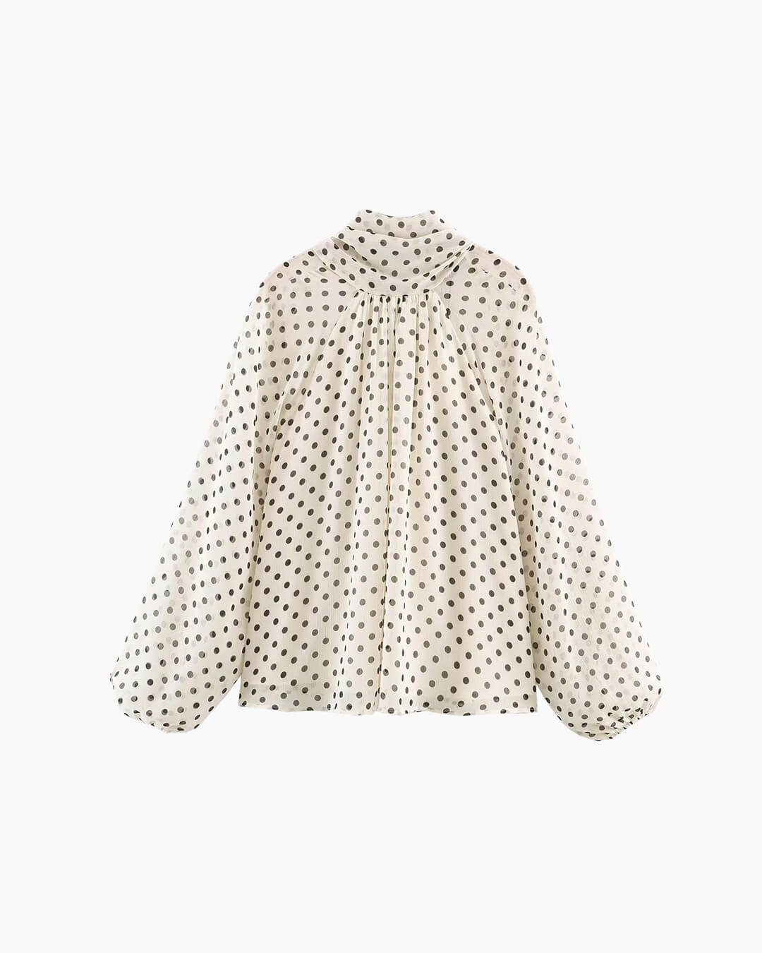 Blouse Sofia à col montant et pois