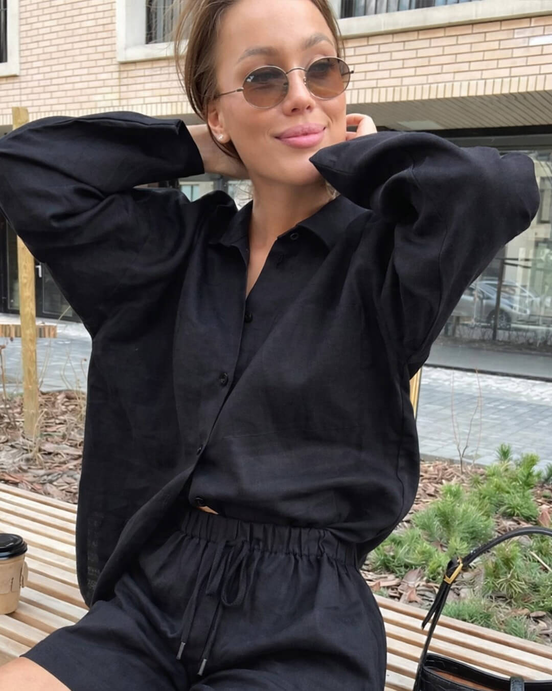 Ensemble Sophia avec chemise boutonnée et short à cordon