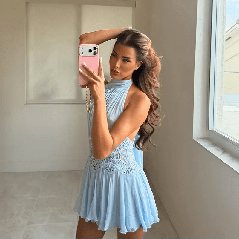 Mini-robe dos nu à col licou Sophia