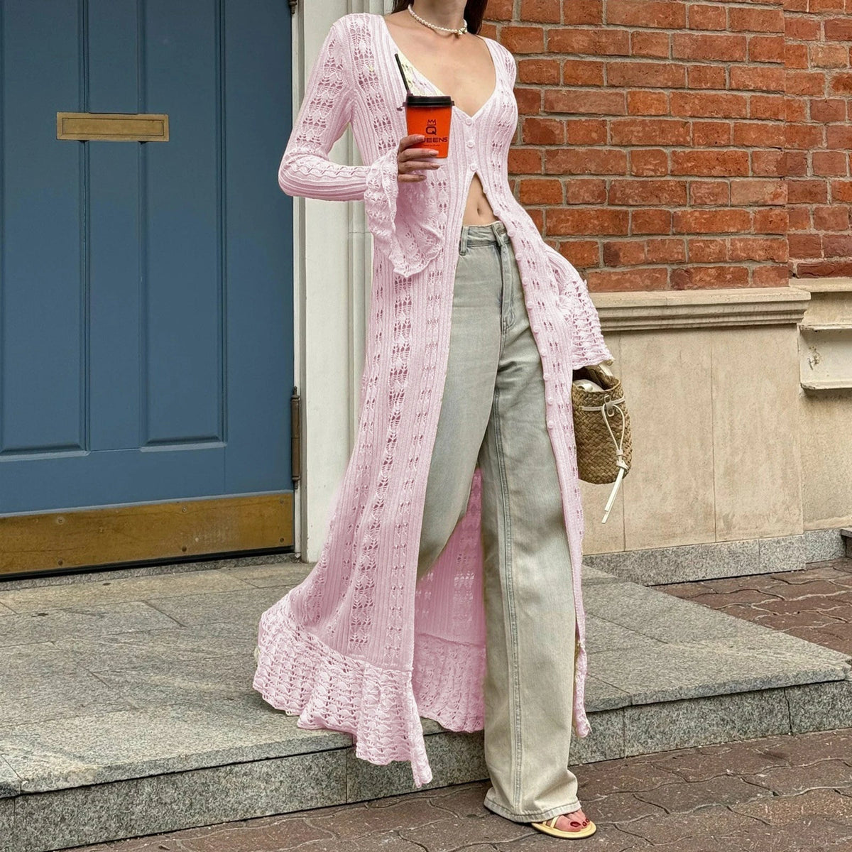 Robe-gilet Sophia en maille ajourée