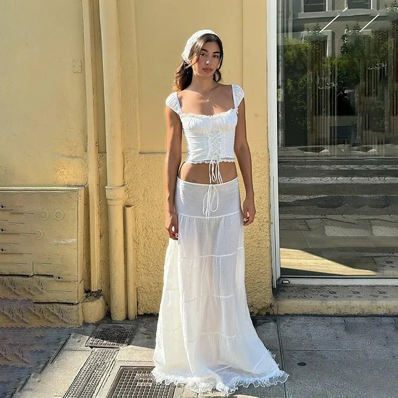 Ensemble deux pièces en dentelle épaules dénudées Sophia