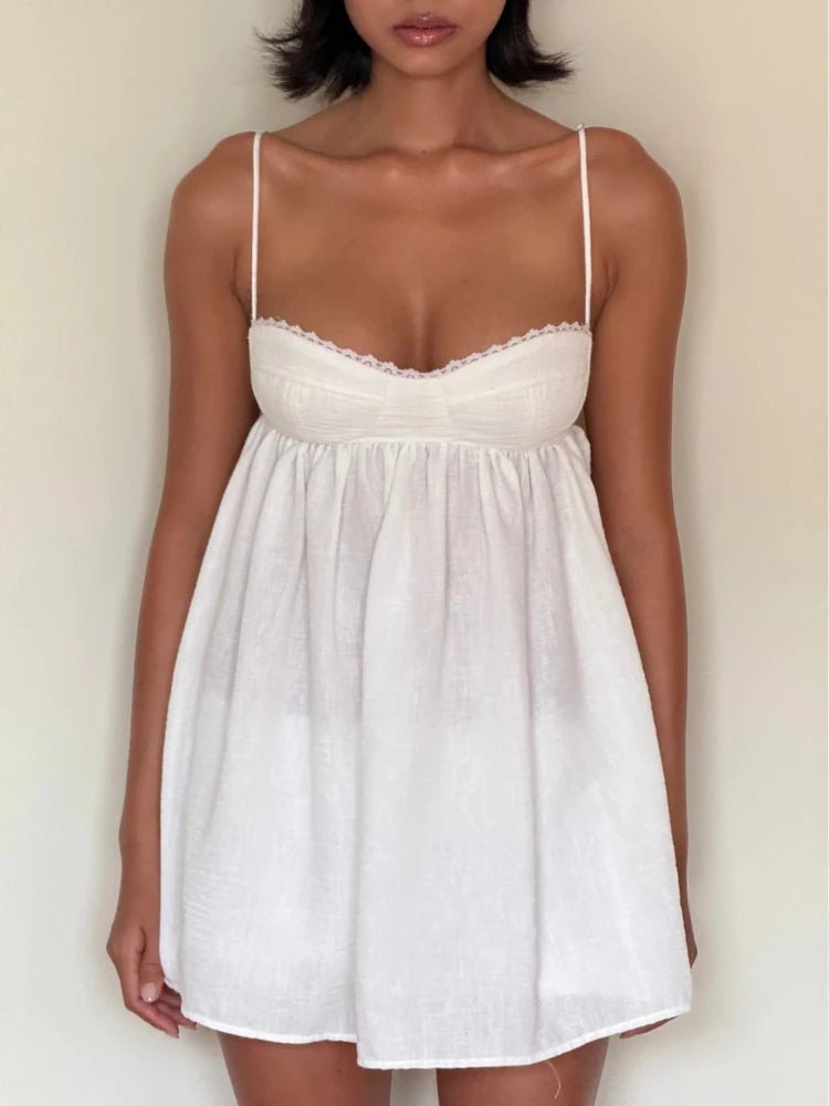 Ensemble short et haut babydoll bordé de dentelle Sophia