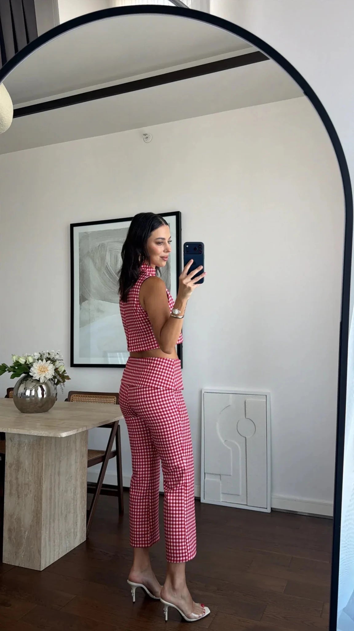 Ensemble coordonné Sophia à crop top à carreaux