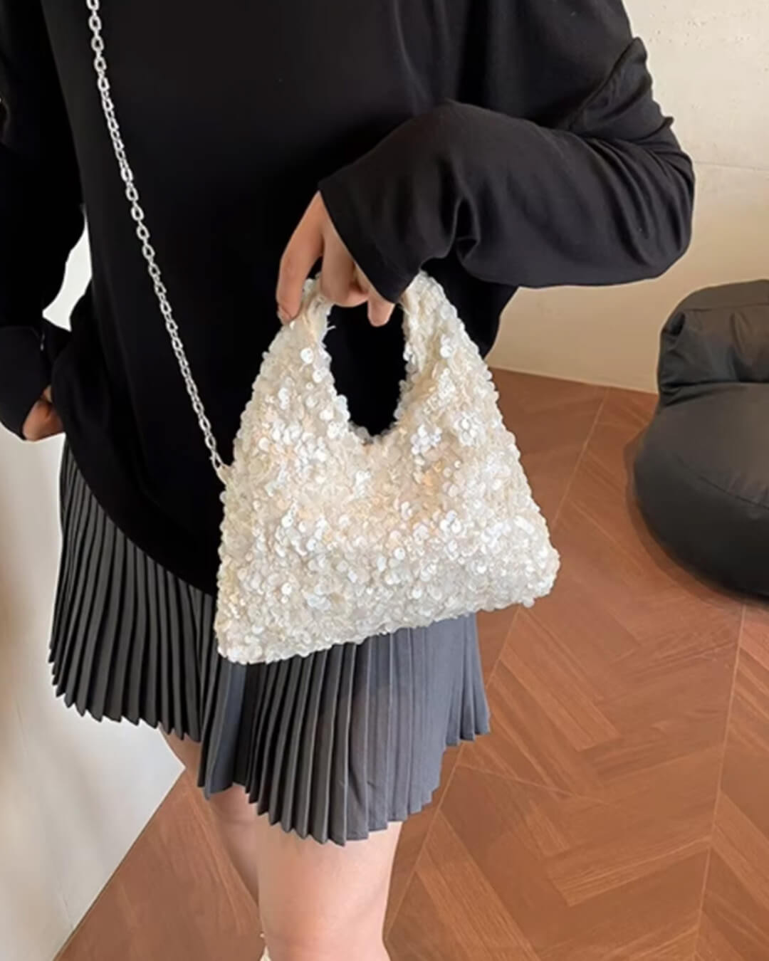 Sac porté épaule de soirée à sequins Sophia