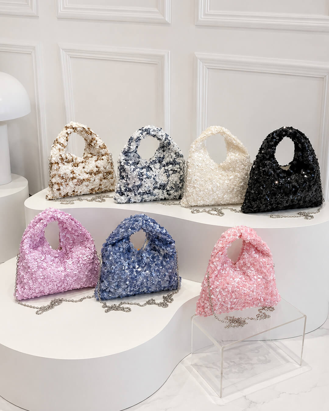 Sac porté épaule de soirée à sequins Sophia