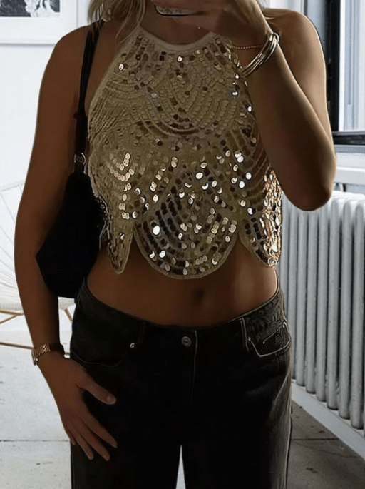 Top Sophia à sequins et dos nu
