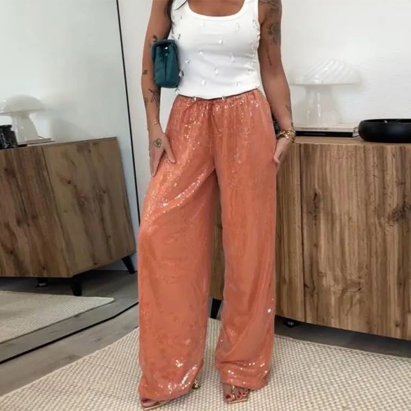 Pantalon large à sequins Sophia