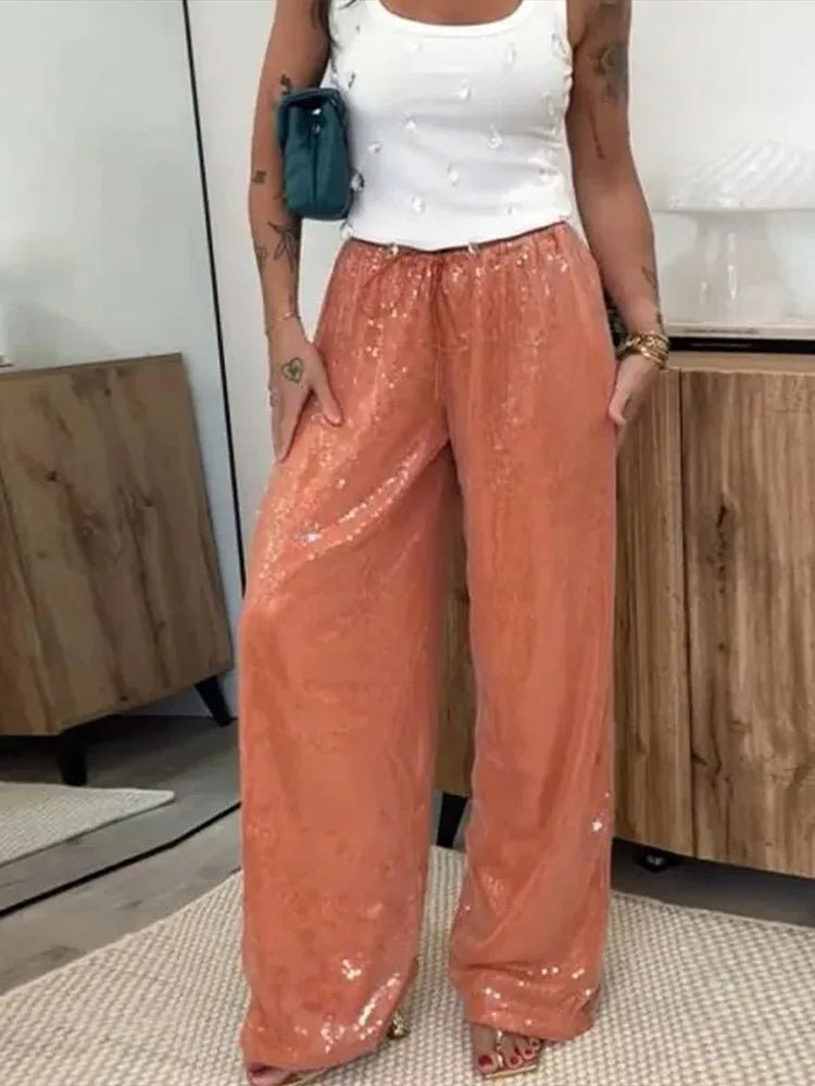 Pantalon large à sequins Sophia