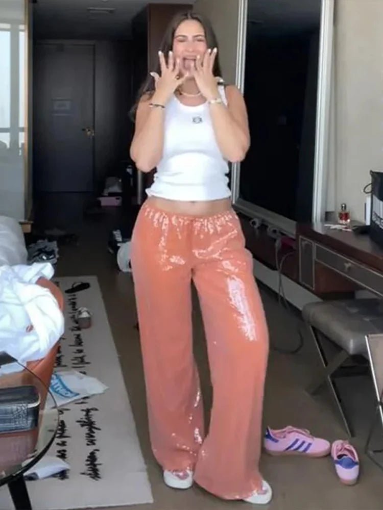 Pantalon large à sequins Sophia