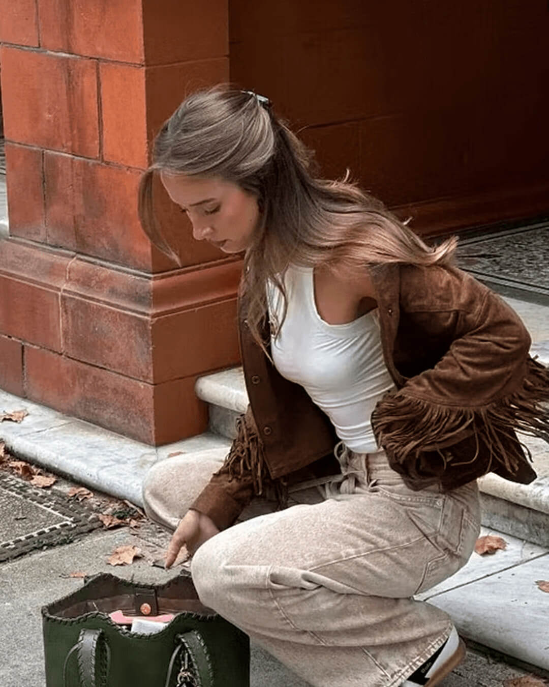 Veste Sophia à franges en daim