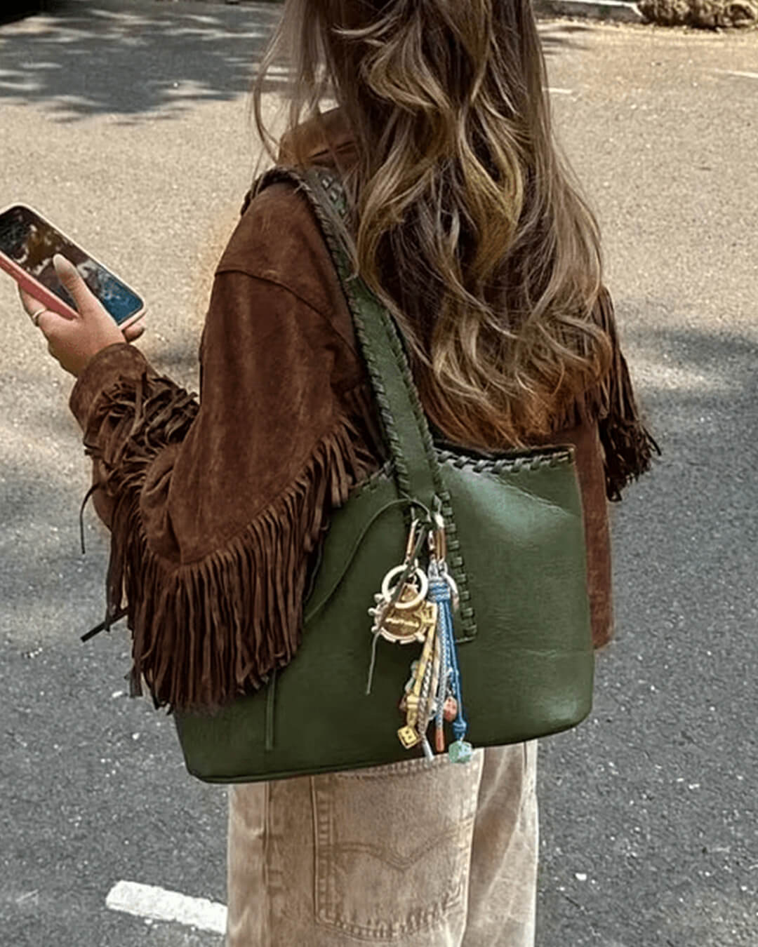 Veste Sophia à franges en daim