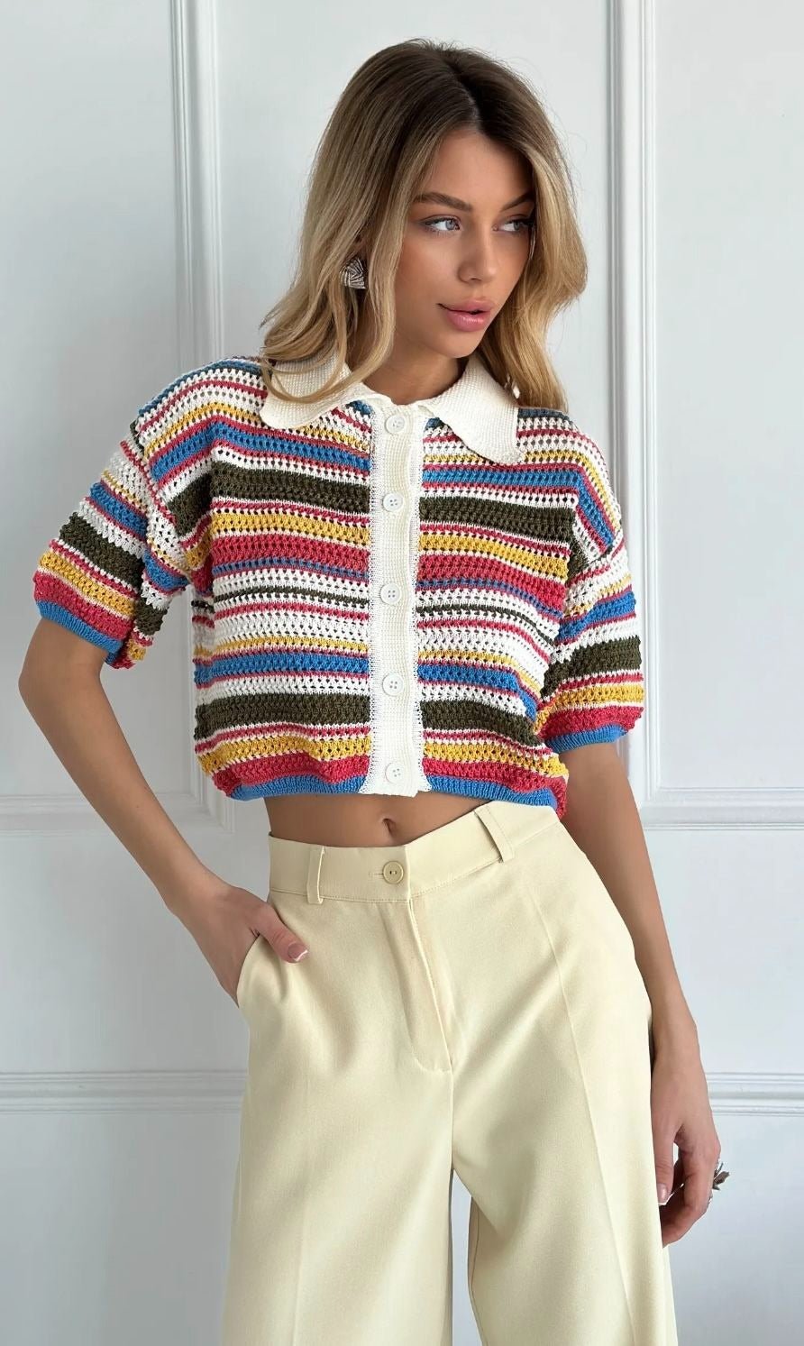 Ensemble coordonné au crochet rayé Sophie