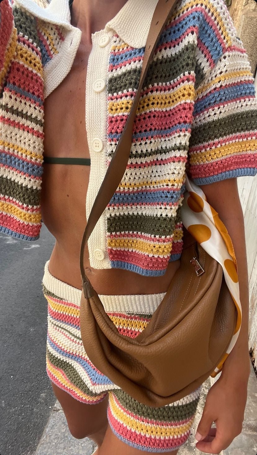 Ensemble coordonné au crochet rayé Sophie