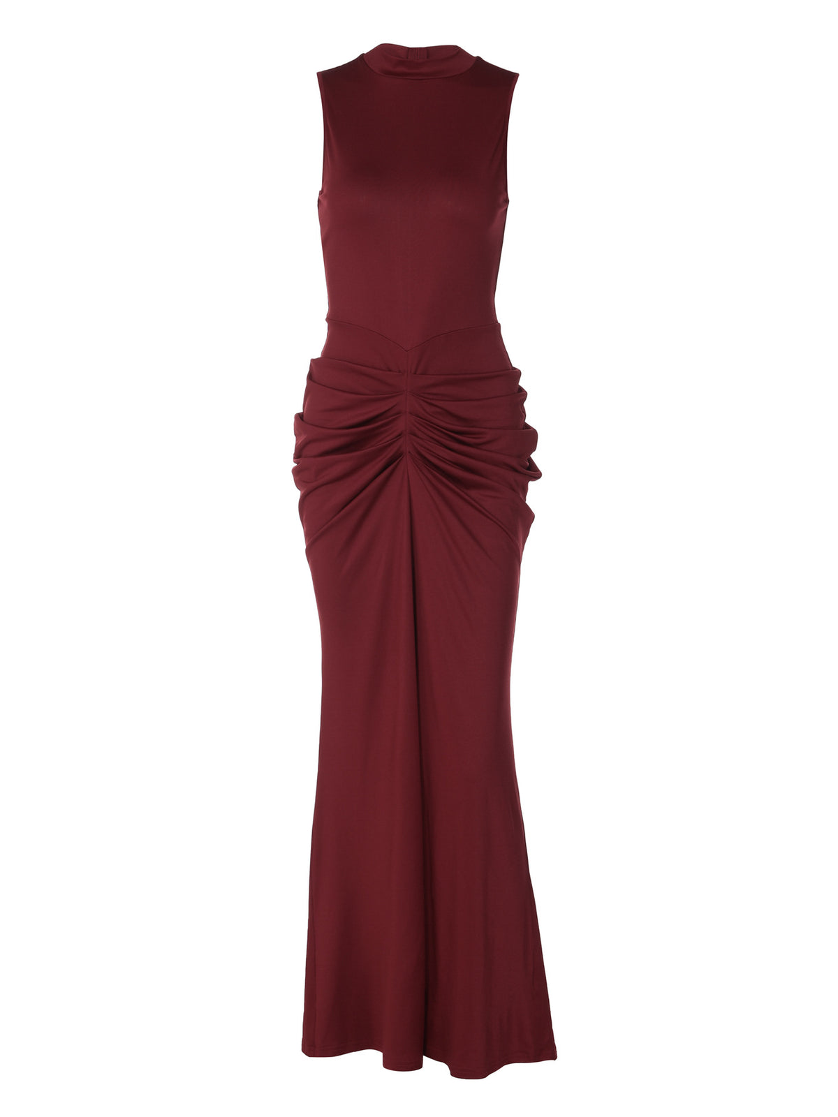 Robe longue froncée à col montant Philippa