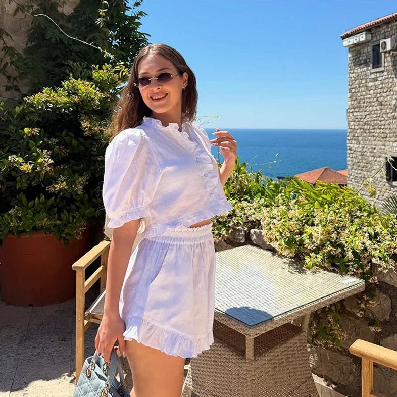 Ensemble Stacey coordonné à ourlet volanté