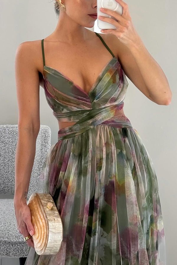 Robe longue fleurie à col en V Stella