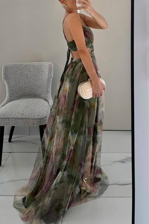 Robe longue fleurie à col en V Stella