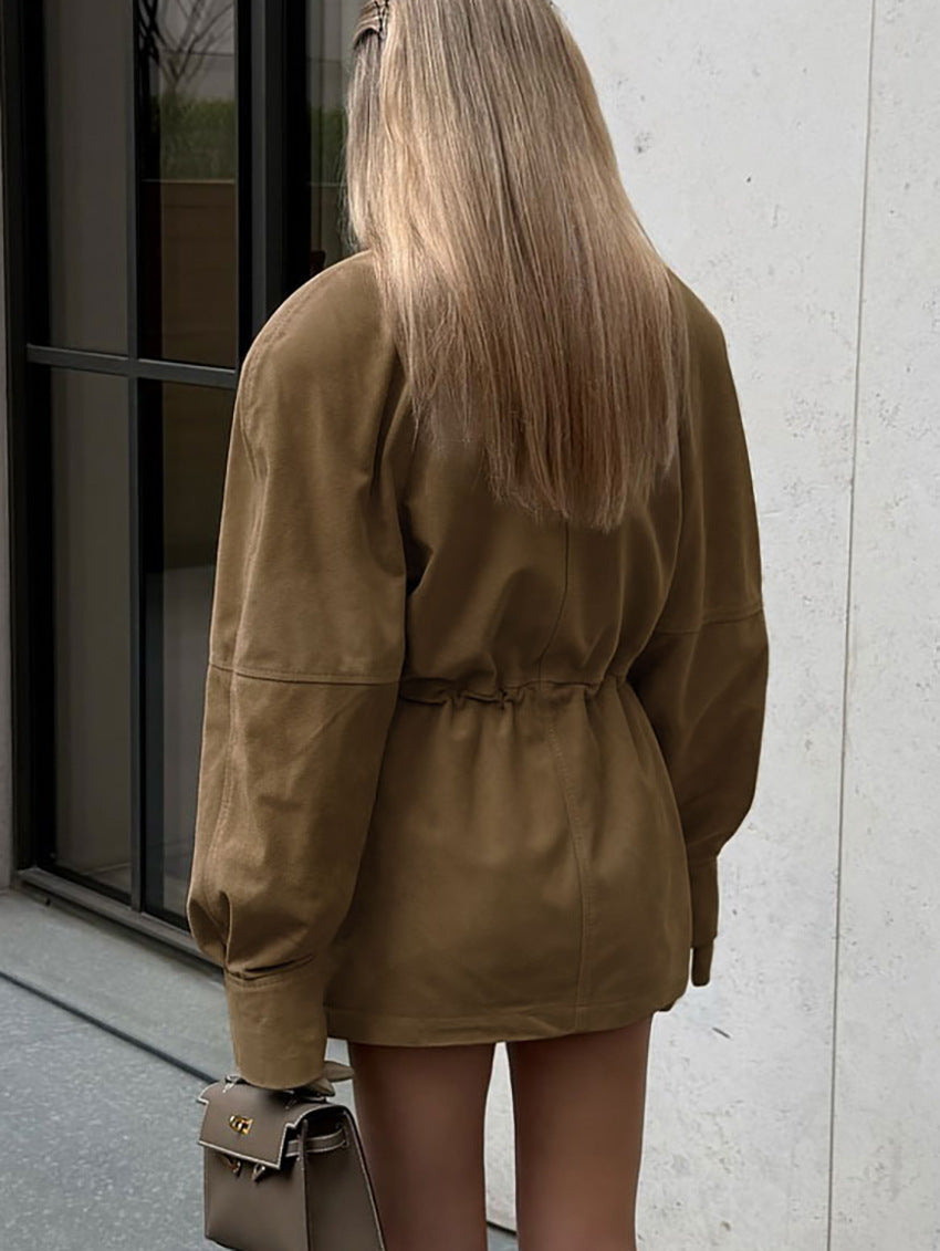 Veste effet daim à cordon coulissant Jora