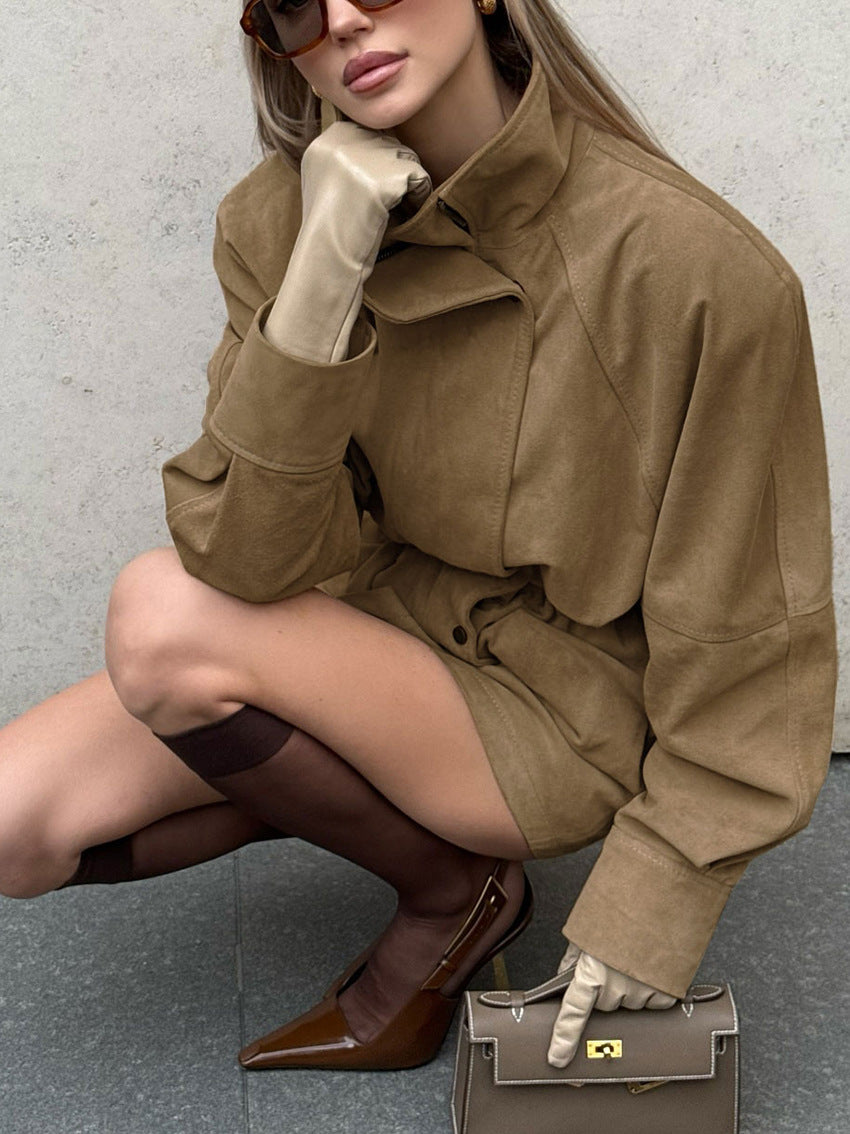 Veste effet daim à cordon coulissant Jora