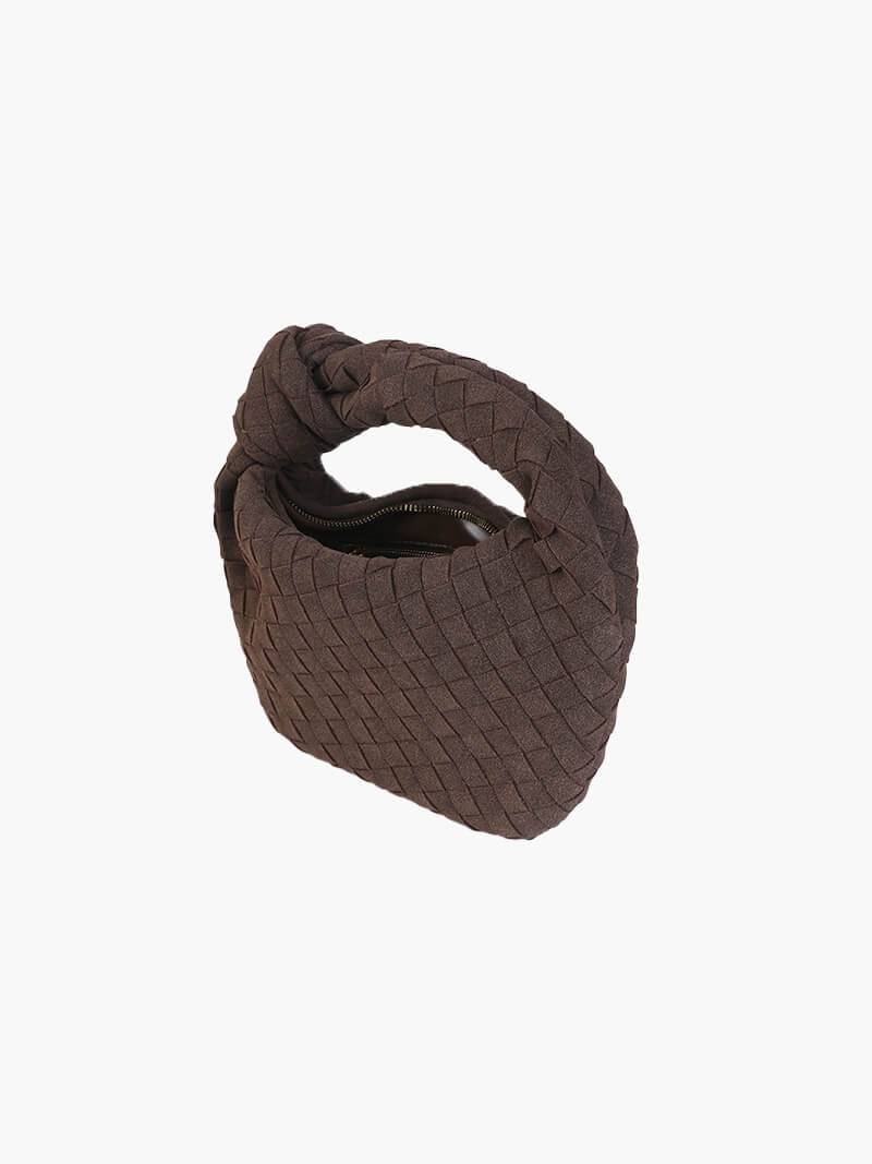 Mini sac à main tressé en daim