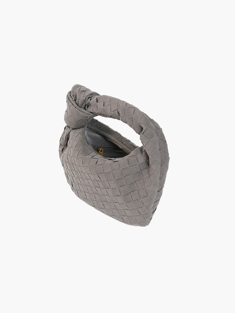 Mini sac à main tressé en daim