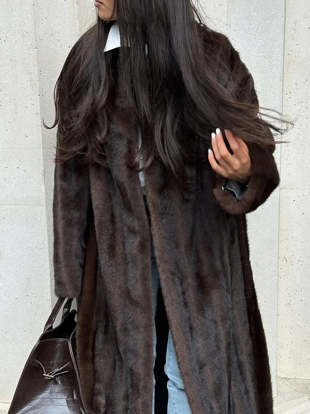 Manteau long en fausse fourrure Suzy