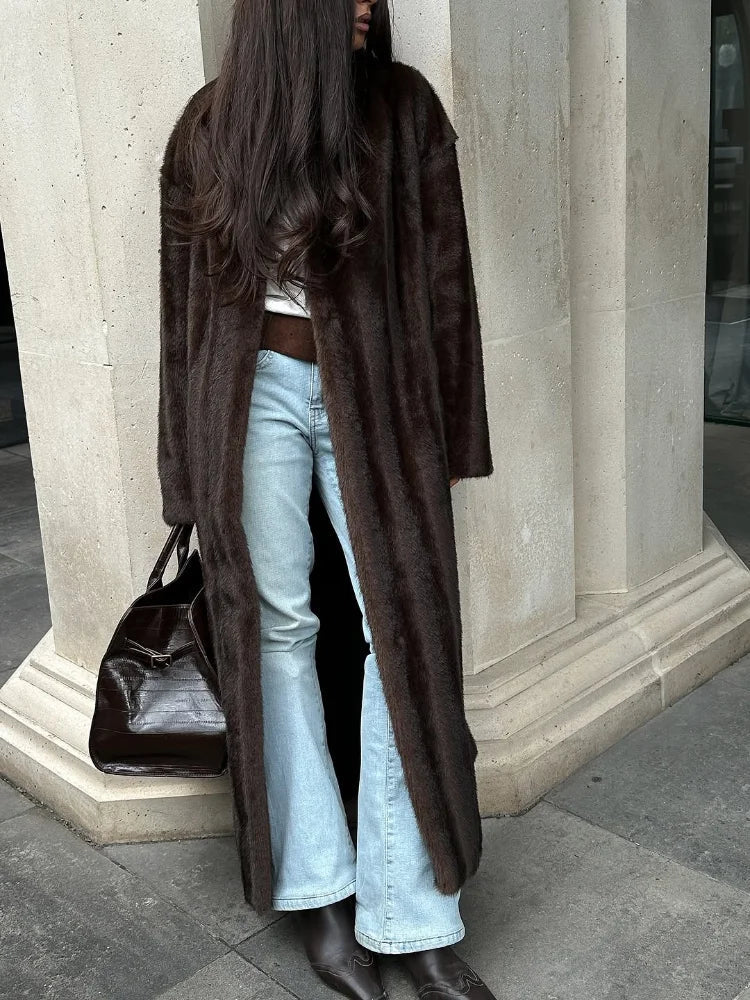 Manteau long en fausse fourrure Suzy