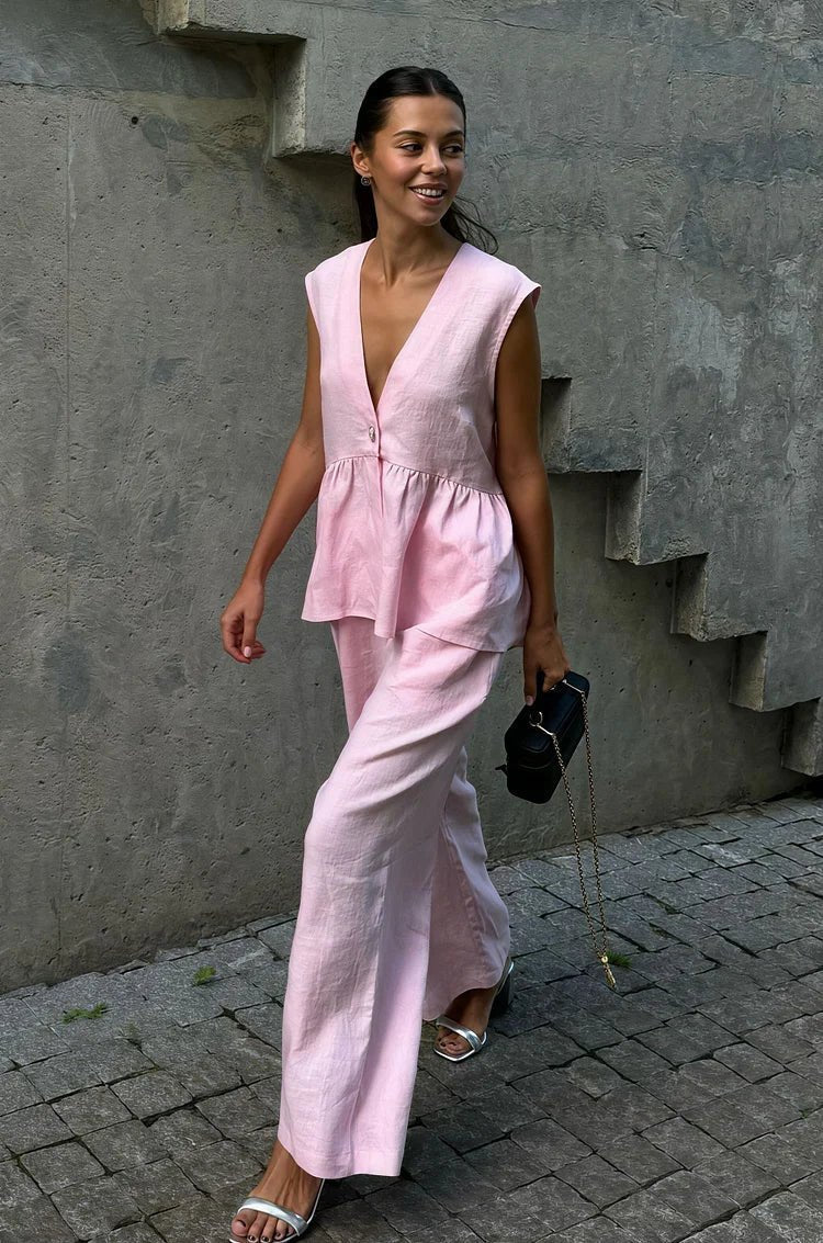 Ensemble Sydney avec gilet à volants et pantalon