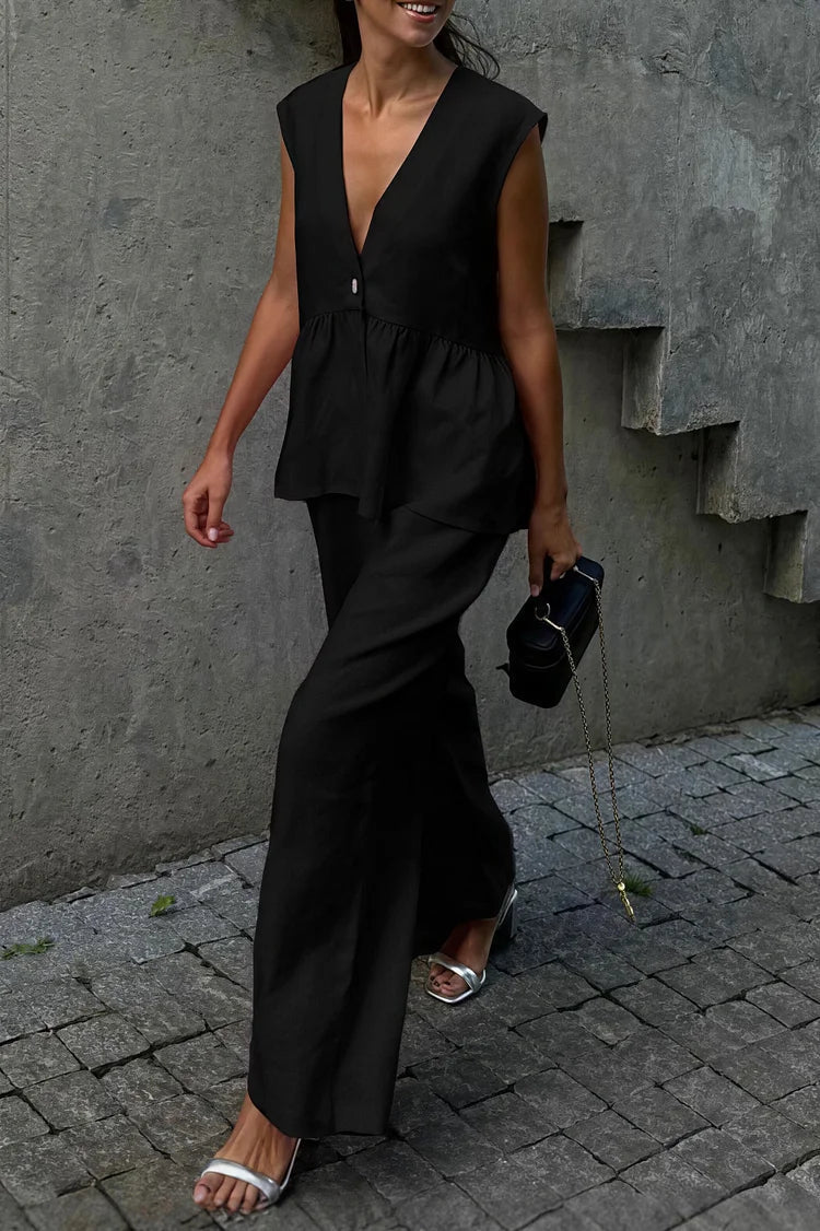 Ensemble Sydney avec gilet à volants et pantalon