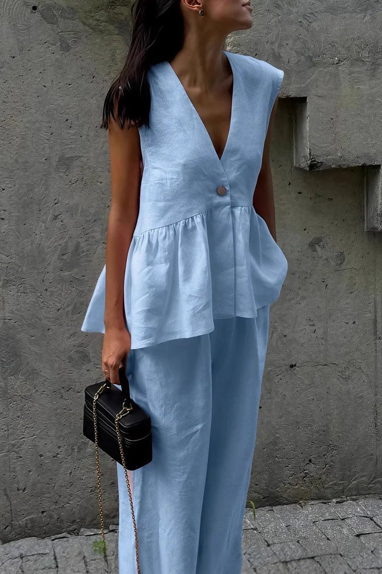 Ensemble Sydney avec gilet à volants et pantalon