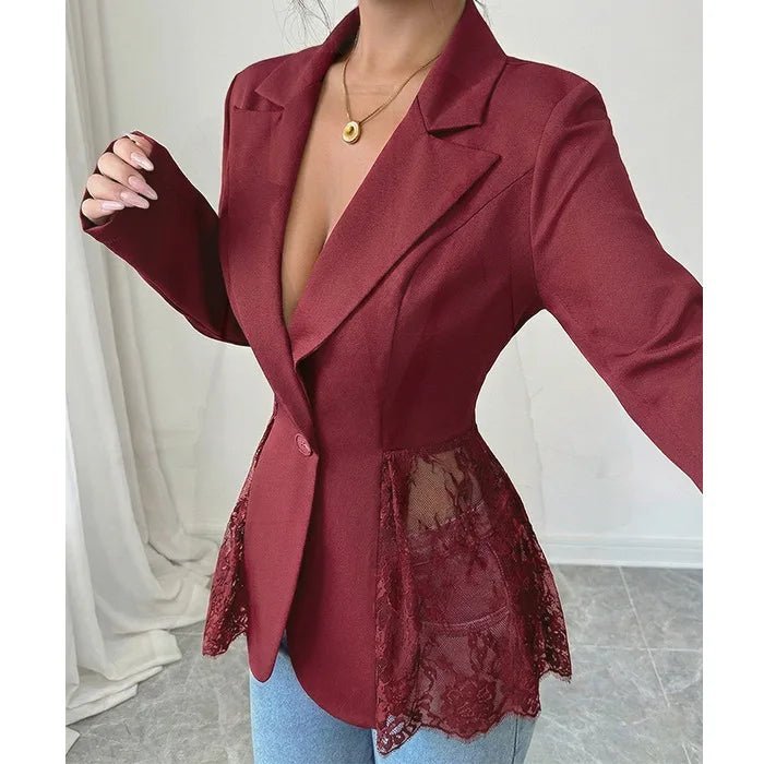 Blazer ajusté Taylor avec empiècements en dentelle
