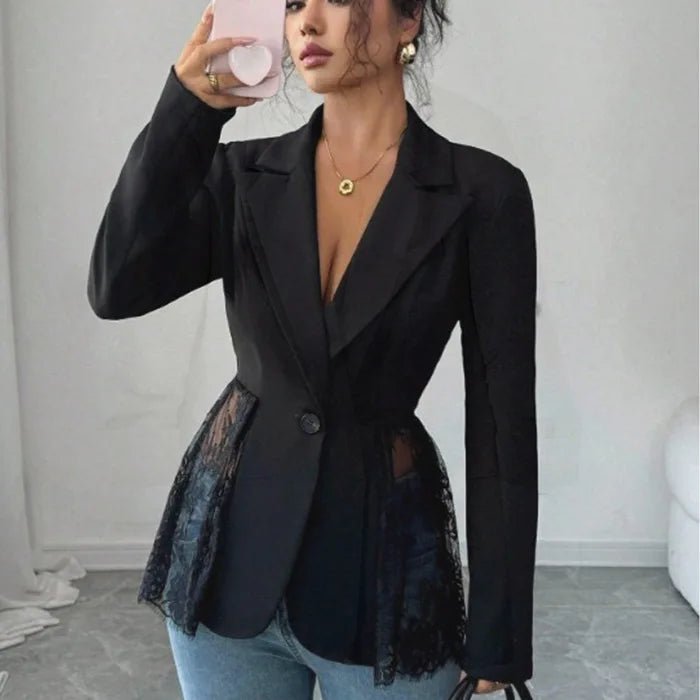 Blazer ajusté Taylor avec empiècements en dentelle