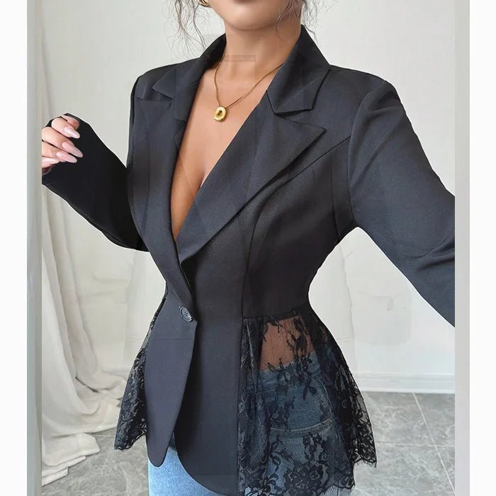 Blazer ajusté Taylor avec empiècements en dentelle