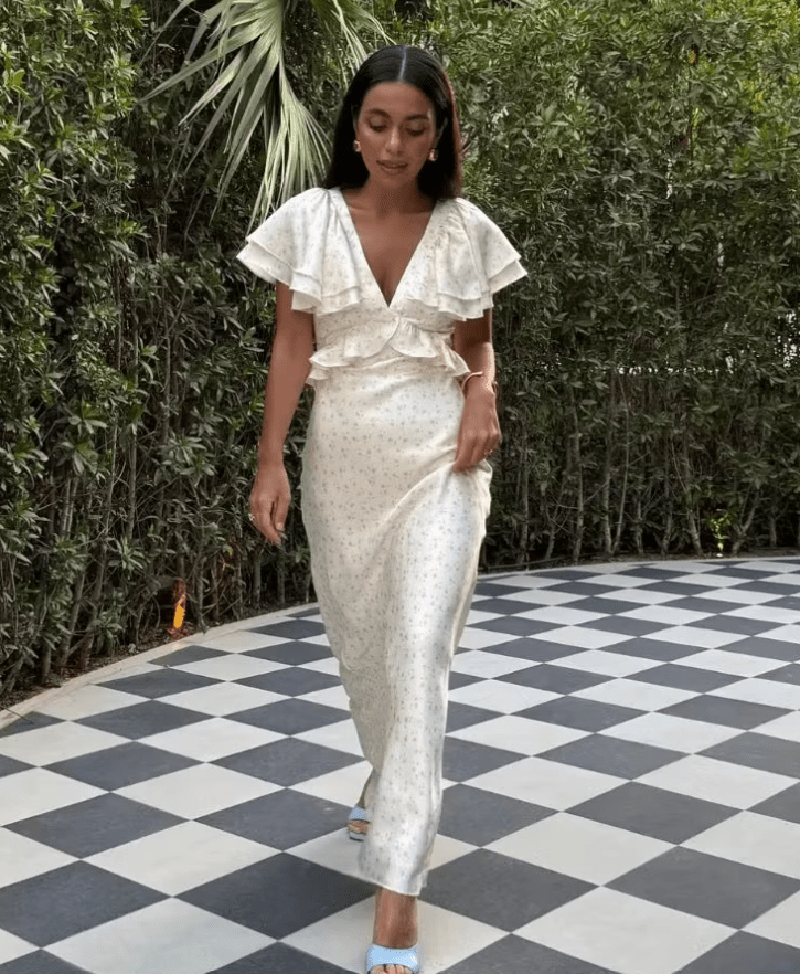 Robe midi Taylor à manches volantées
